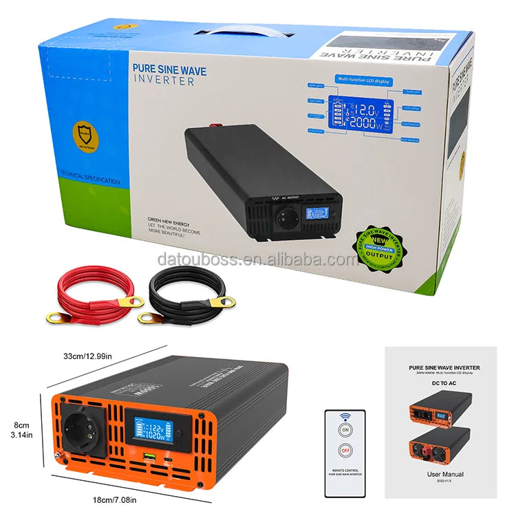 Przetwornica mocy 1000W czysta fala sinusoidalna 12V/24V/48V na 120V/220V