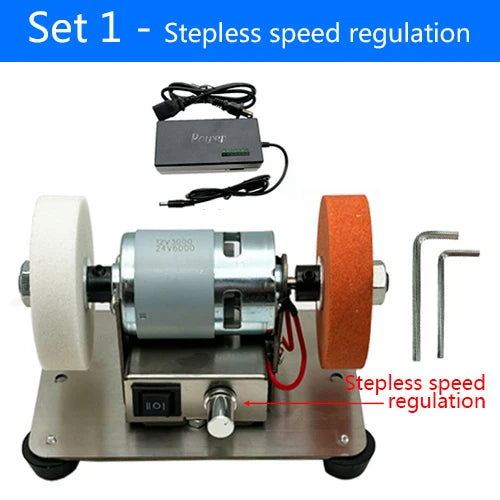 100W Double Grinder Machine Artifact Table Grinder Motor Micro Coarse and Fine Polishing Electric Grinding Wheel Grindig Stone 
