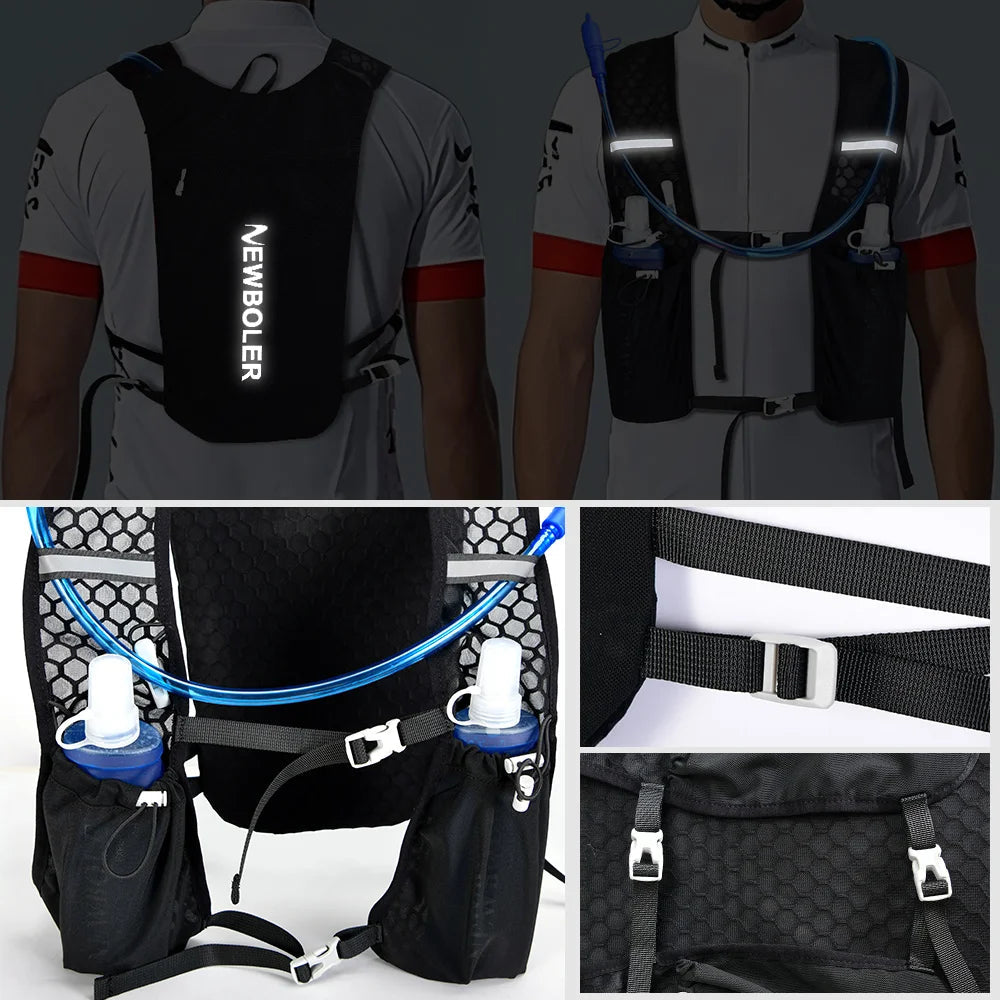 NEWBOLER Breathable Hydration Vest Trail Running Backpacks Lightweight Cycling Run Jogging Marathon Backpack Riding Climbing Bag 