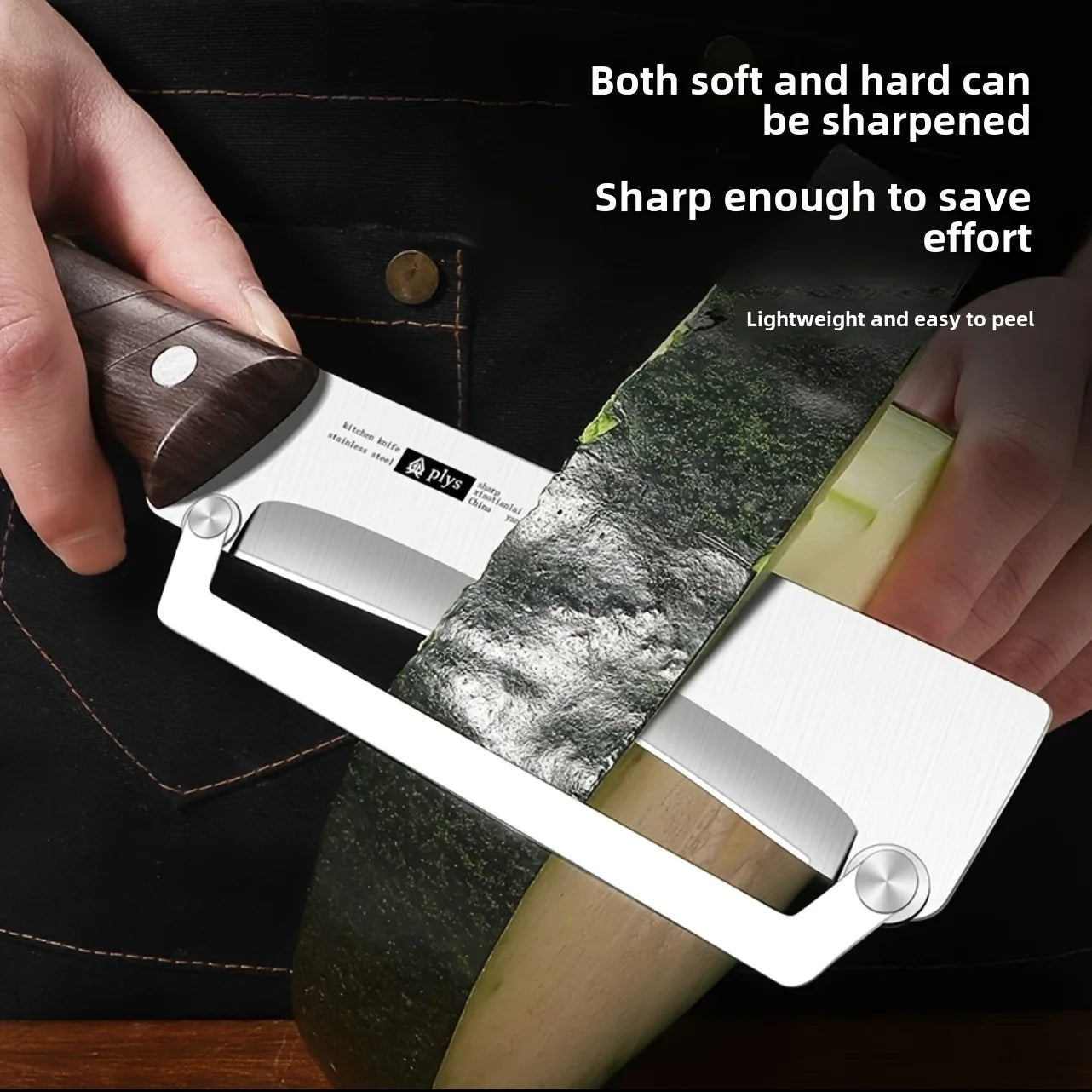 Stainless steel peeler with wooden handle for peeling and slicing fruits and vegetables | Durable and smooth operation 