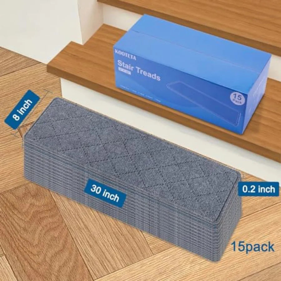 Non Slip Carpet Stair Treads 5 Pack for Safer Wooden Steps