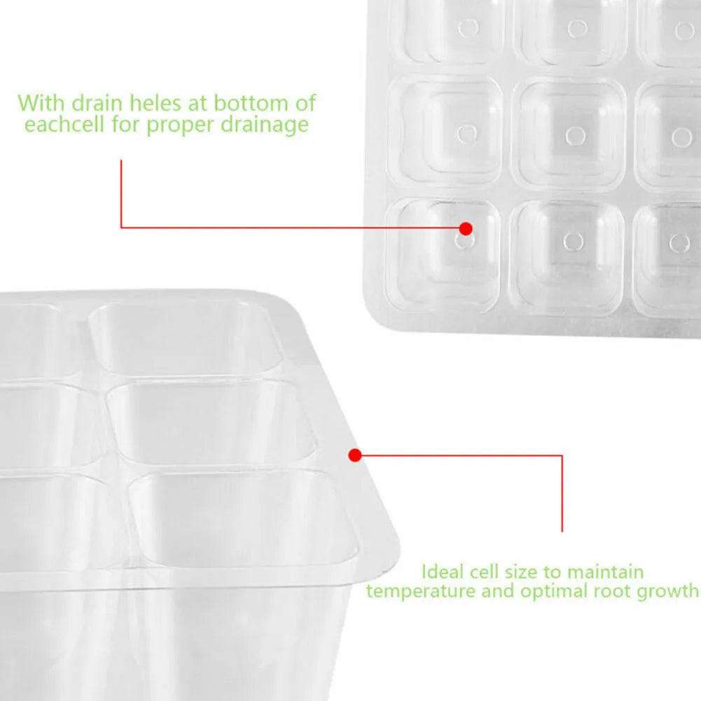 4-Pack Mini Greenhouse Seed Trays with 12 Cells Each