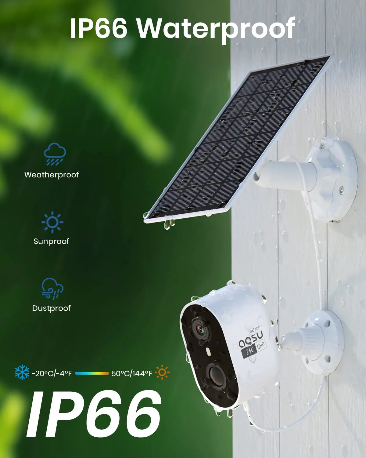 AOSU Solar Outdoor Security Camera, 3MP Color Night Vision