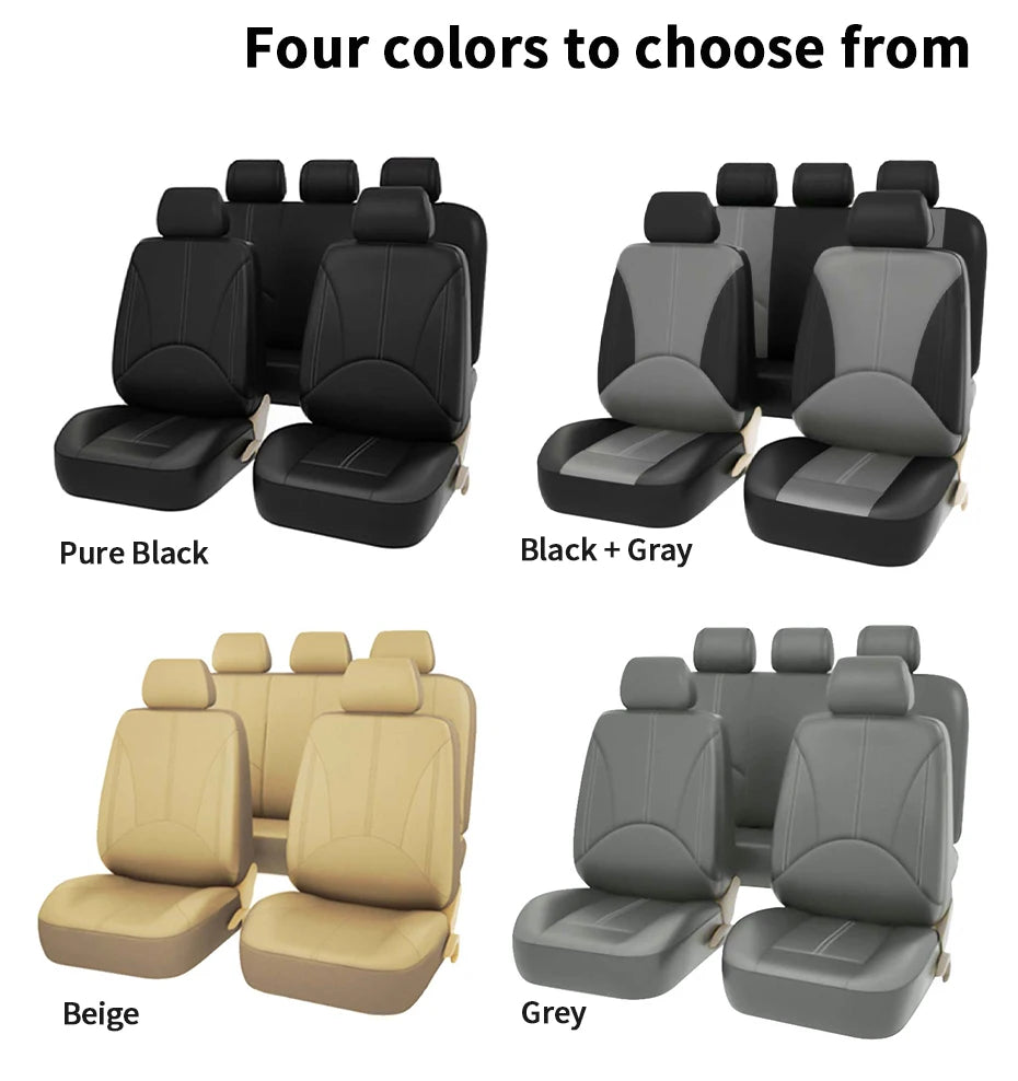 PU Leather Car Seat Cover Set Breathable Vehicle Seat Cushion Full Surround Cover for Car Compatible with Airbag Fit 5-Seat Auto