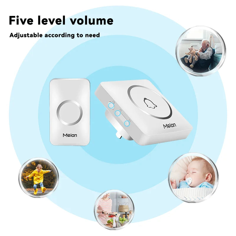 Wireless Doorbell with LED Flash and Adjustable Volume