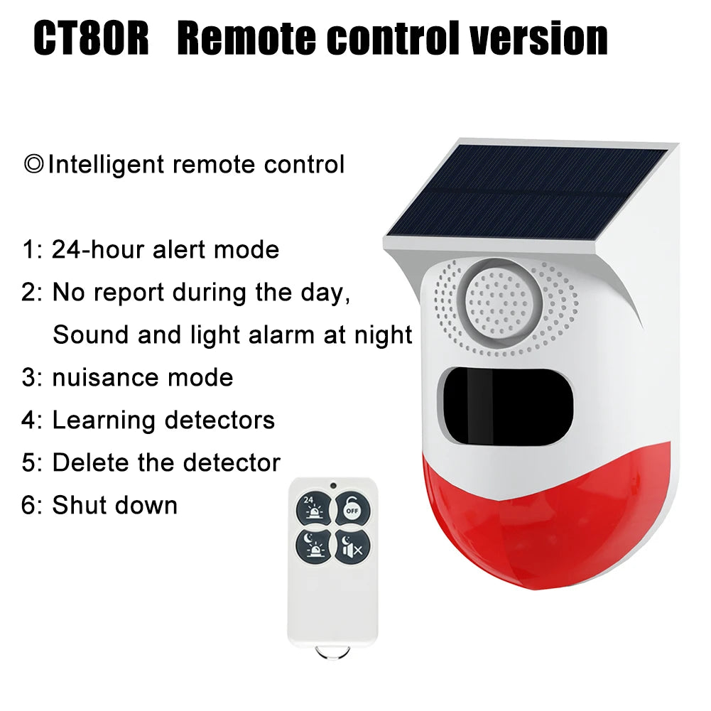 Outdoor Solar PIR Infrared Alarm with WiFi, 433MHz Options