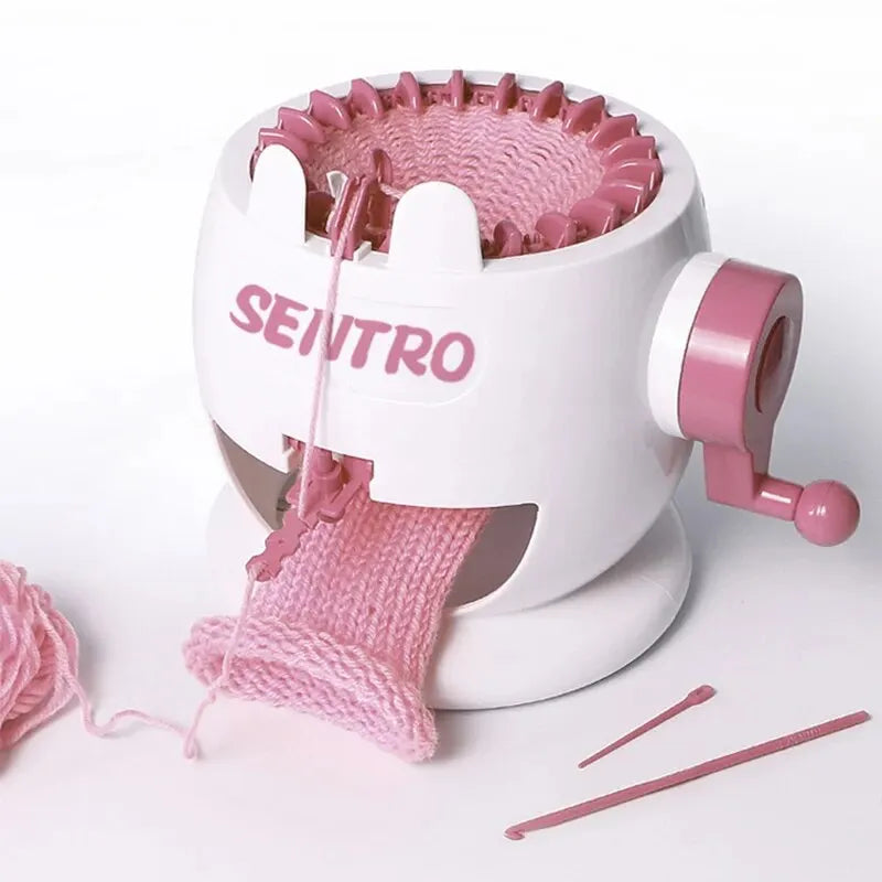 Manuell 22-stikkers rundstrikkemaskin, rosa