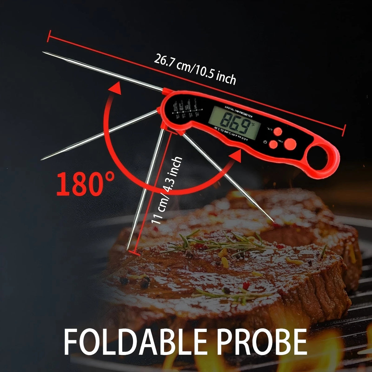 Folding Cooking Thermometer with Backlight and Hold