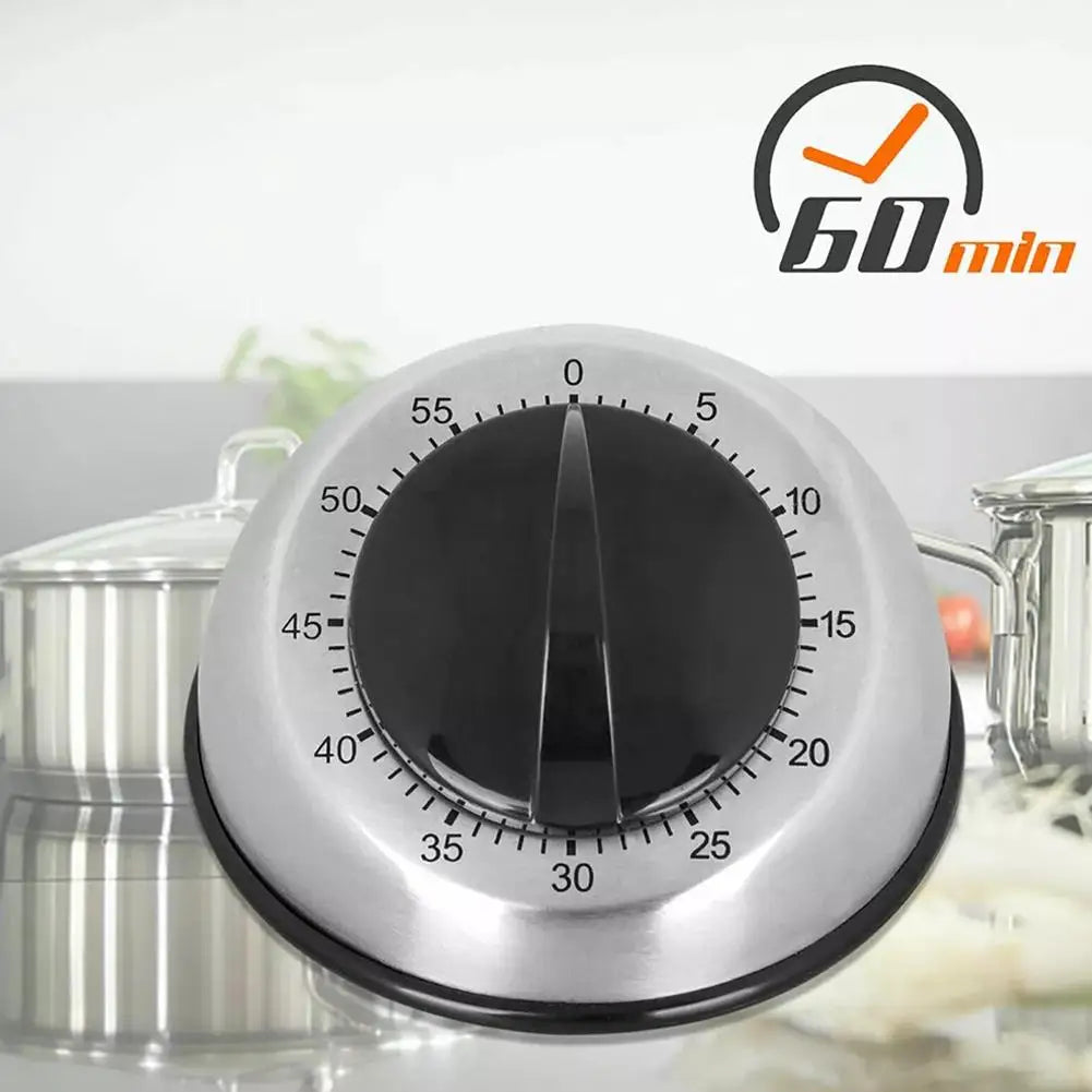 Stainless Steel Mechanical Kitchen Timer with Magnetic Base