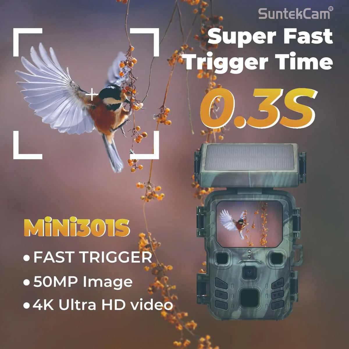 4K Wireless Trail Camera 50MP Night Vision Mini301S for Hunting Outdoor Wildlife Scouting Surveillance Photo Traps