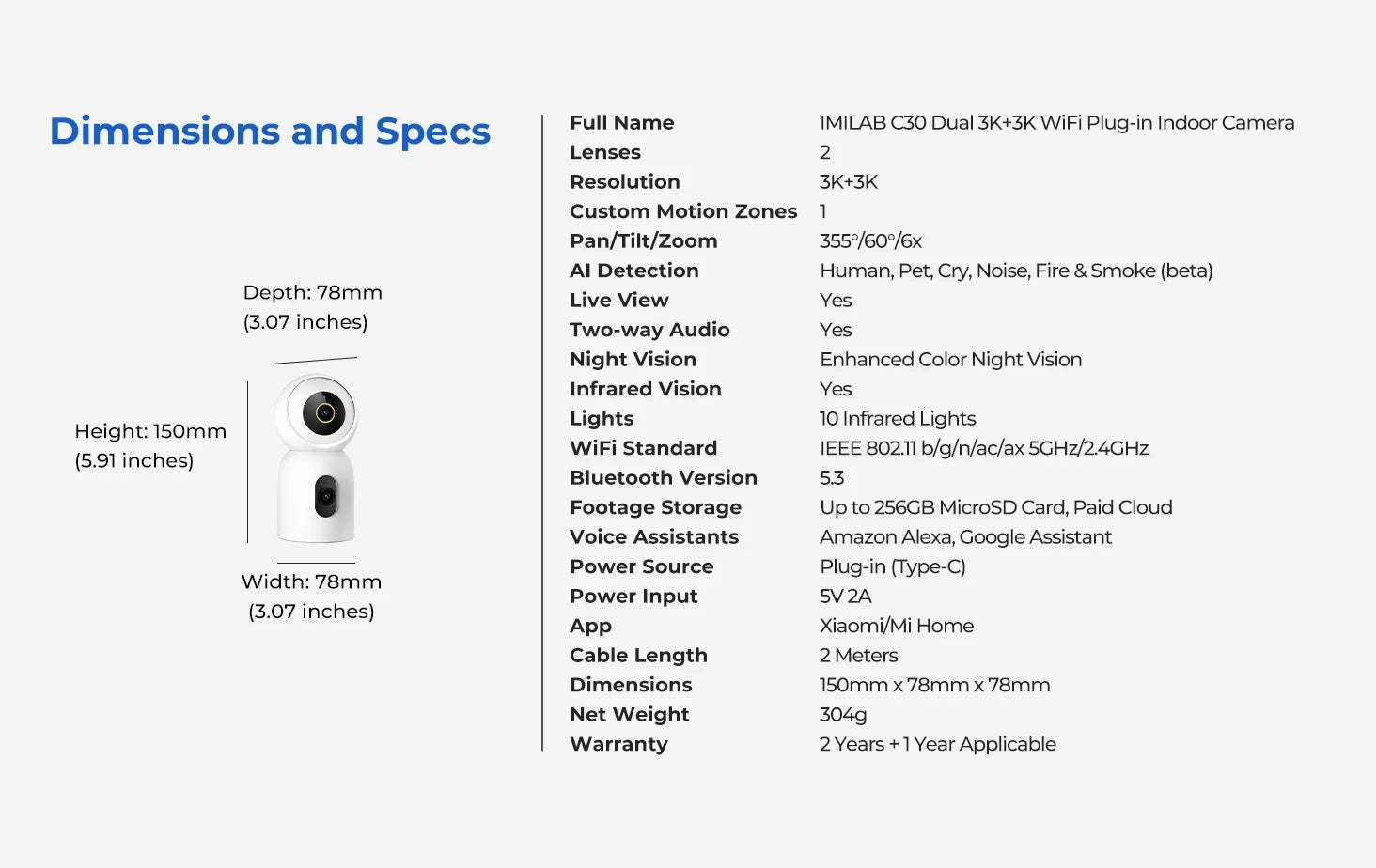 IMILAB C30 Dual 3K Indoor Security Camera with 360° Coverage