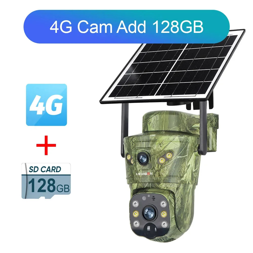 4K Solar Security Camera with 360° PTZ, 4G/WiFi & Dual Screen