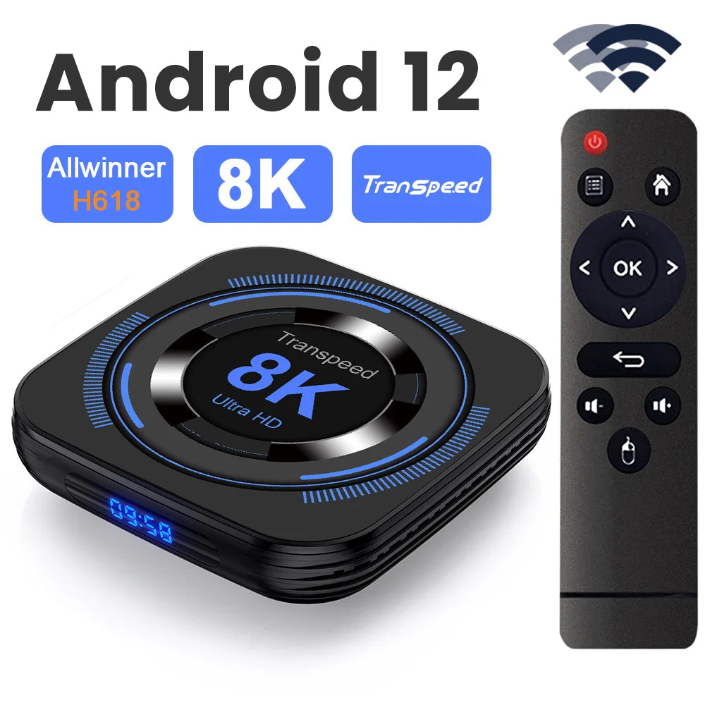 Transpeed Android 12 TV BOX Allwinner H618 Dual Wifi 32G64G Quad Core Cortex A53 Support 8K 4K BT Voice Media player Set top box 