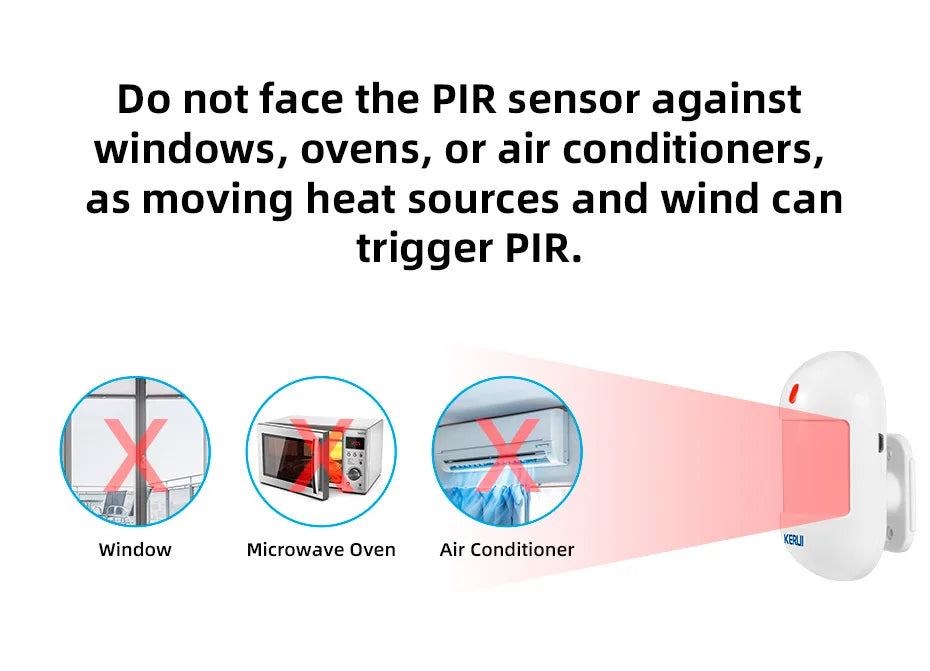 Wireless PIR Motion Sensor Alarm Detector with Battery