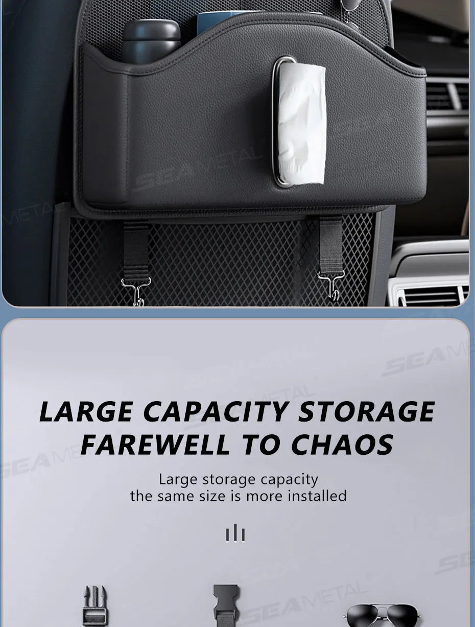 SEAMETAL Car Back Seat Organizer Multi-Functional Seatback Storage Bag Net Pocket Tissue Holder Wear-Resistant Hanging Organizer