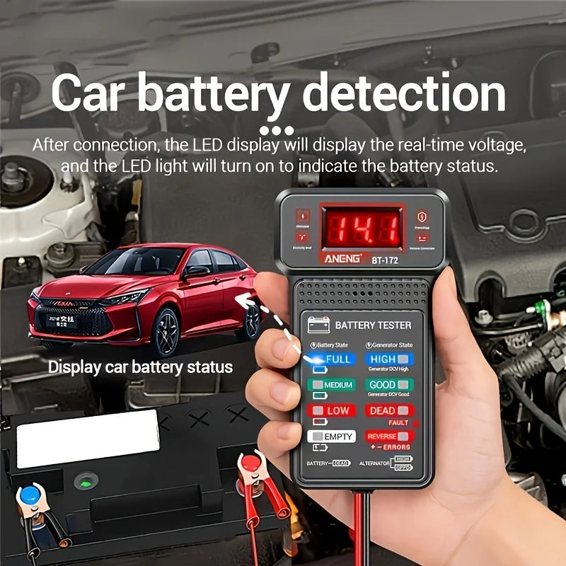 Smart Car Battery Tester, Suitable for Home Self-Checking/Repair Shops, One-Click Diagnosis of Life Span and Capacity, Quick Fault Identification, Intuitive Data Display, Compatible with Multiple Car Models, a Tester That Can