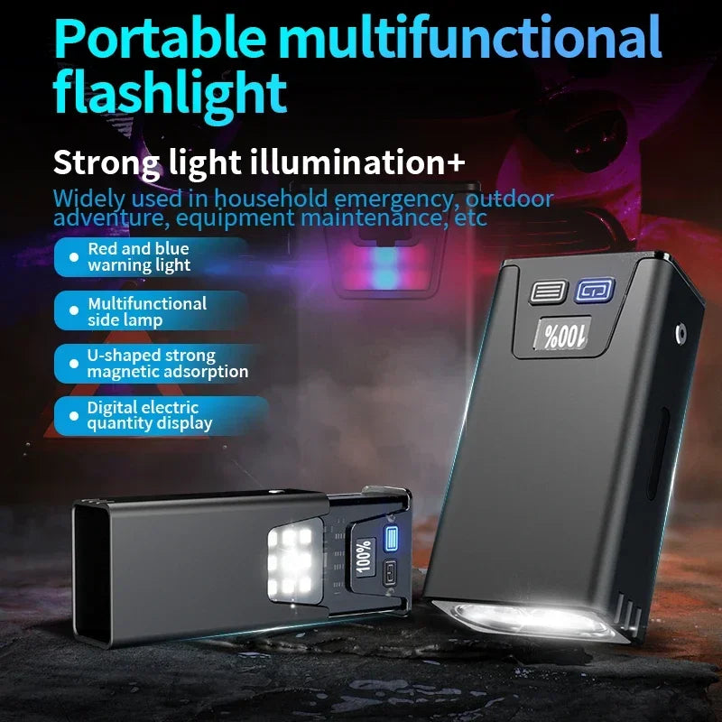 Lanterna de trabalho LED recarregável com visor digital