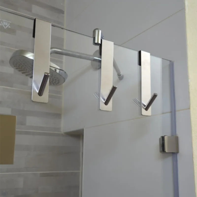 Stainless Steel Over Glass Door Shower Door Back Shower Towel Rack S-Shape Bathroom Bathrobe Hanger Holder Hooks 