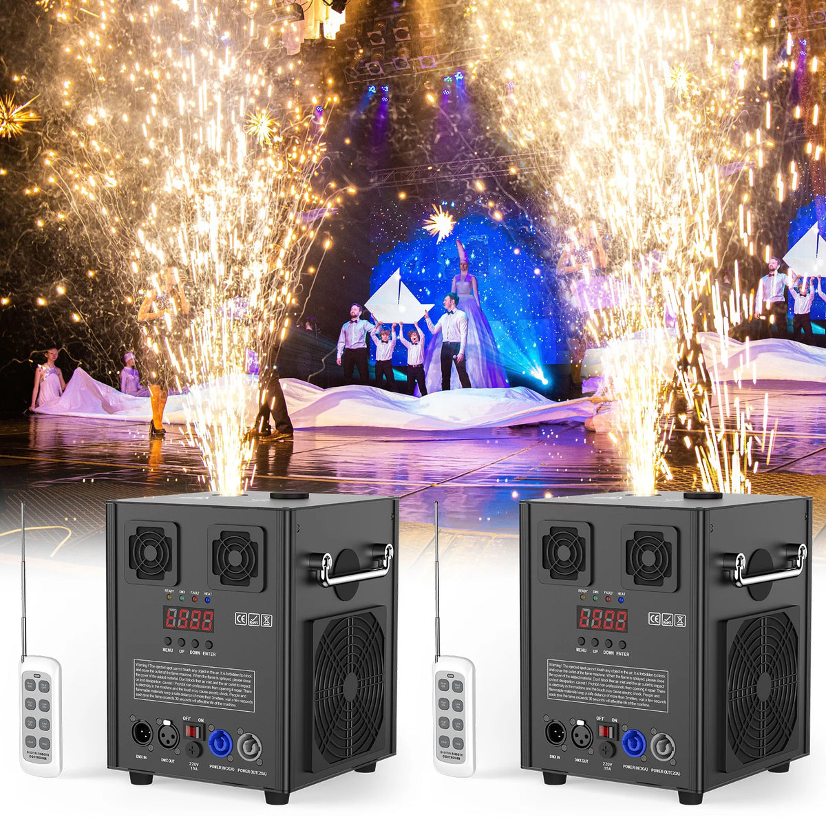 Machine à étincelles froides 700 W lumière de scène DMX noire