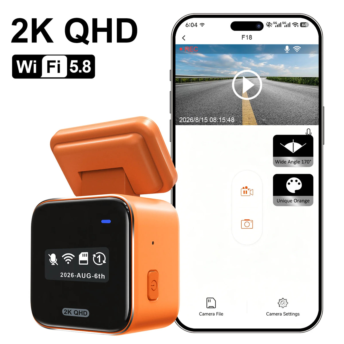 2K Mini Caméras pour voiture DVR Mini Dash Cam 24 Parking Enregistrement vidéo auto Application WiFi Commande vocale Dashcam automobile