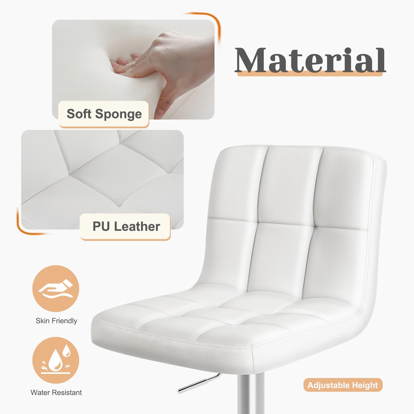 Adjustable Swivel Bar Stool Chair with Backrest Cushion