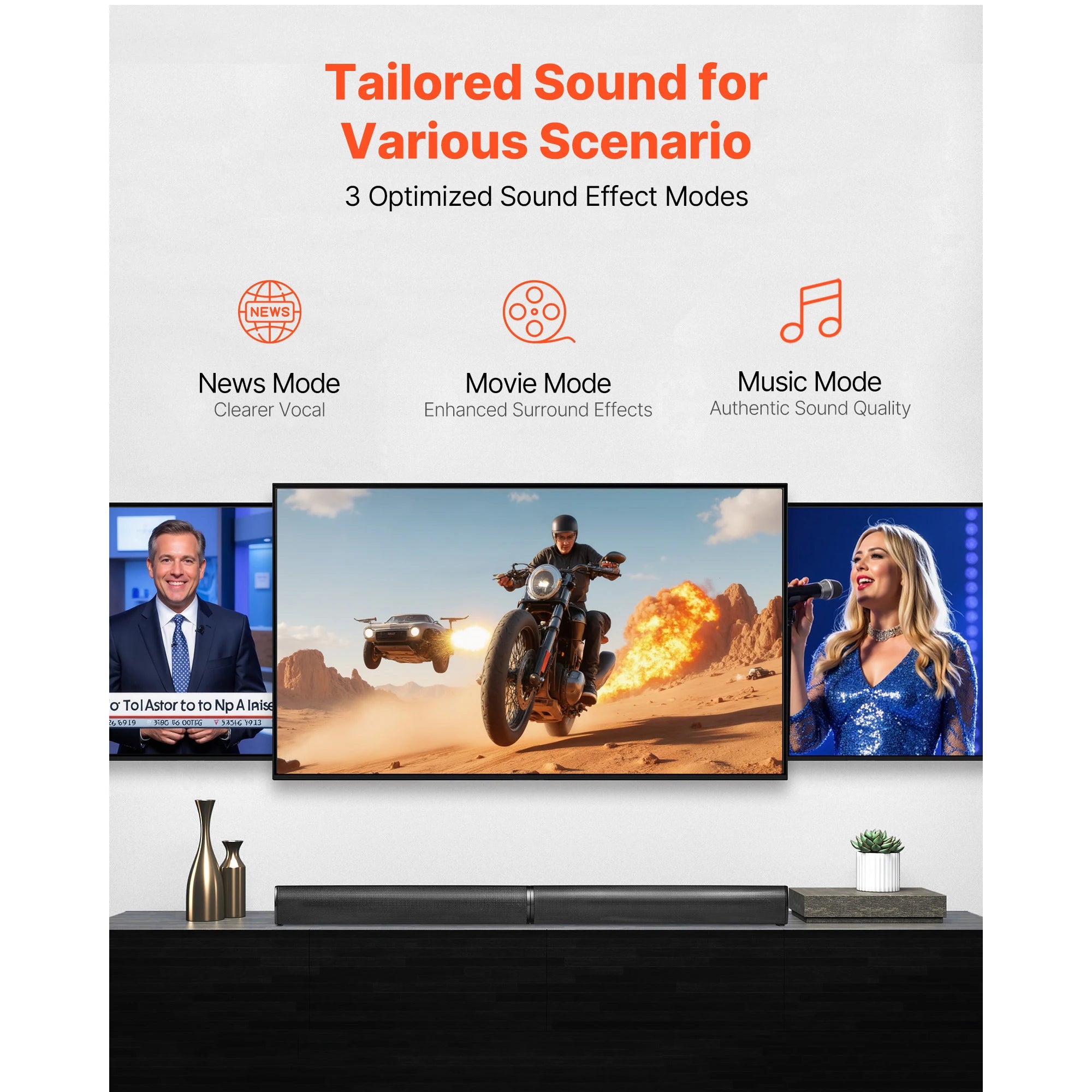 32-tommer aftagelig soundbar 80W Bluetooth TV-højttalersystem