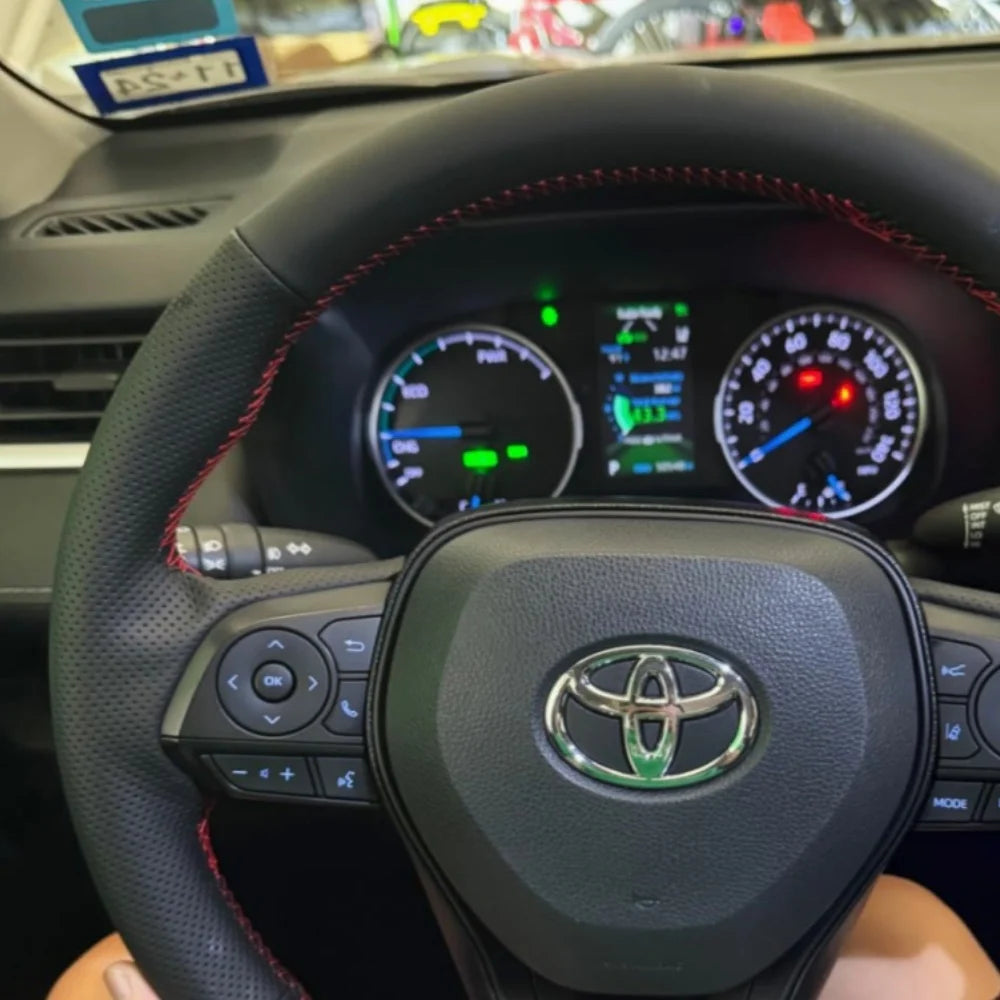 Testreszabás kézi varrás microfiber bőr autó kormányvédő kiegészítők Toyota RAV4 SUV 2019-2024 Avalon 2019-2022