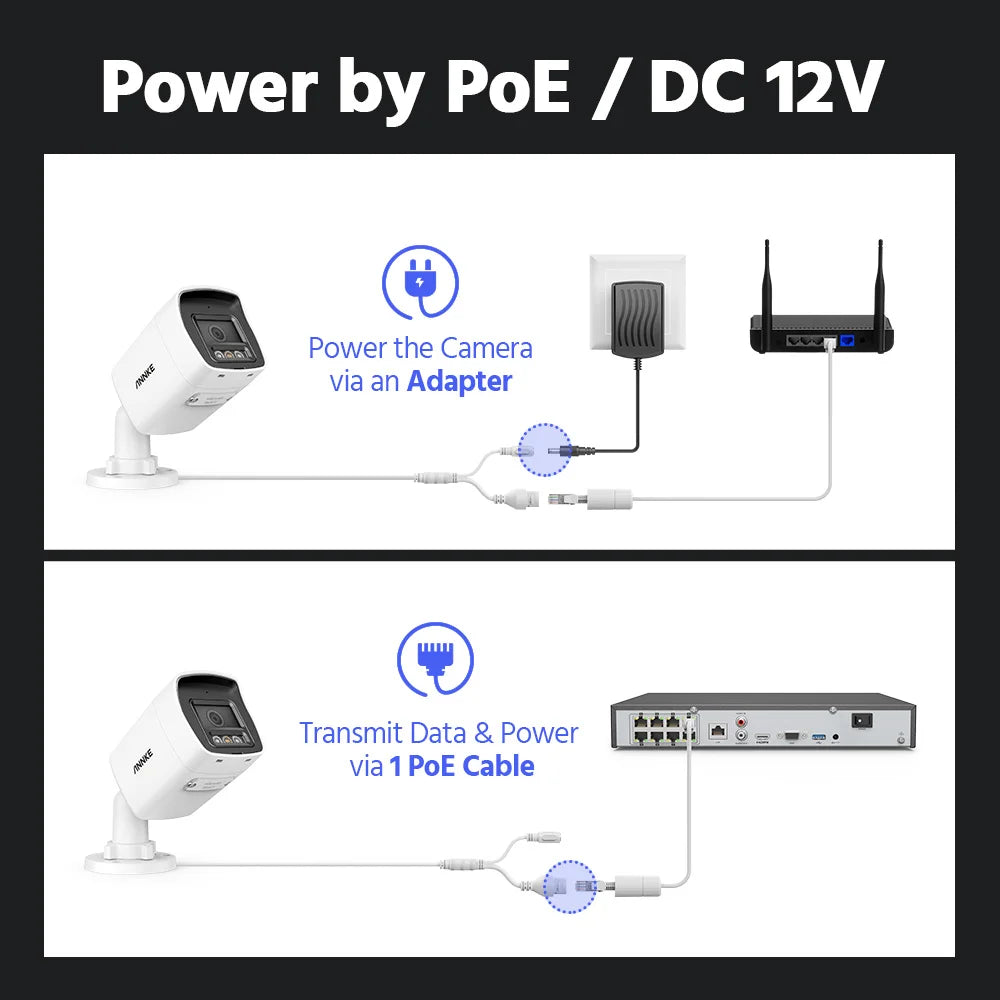 12MP PoE Outdoor Bullet Security Camera with Color Night Vision
