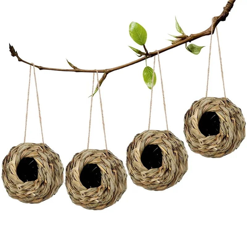 Handwoven Grass Bird Shelter, Approx. 12cm