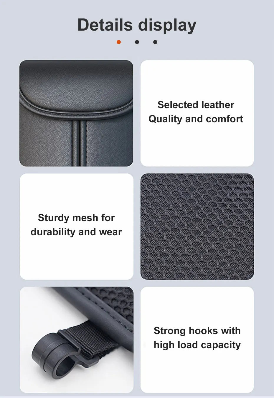SEAMETAL Car Seat Back Organizer Rear Row Storage Bag with Elastic Band Nappa Leather Multi Pocket Anti Kick Pad Seat Protector
