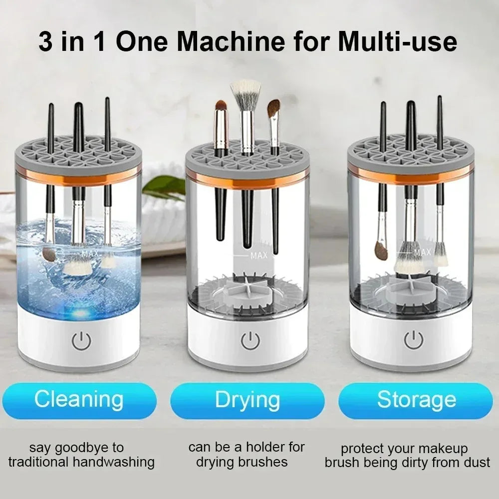 Curățator electric automat pentru pensule de machiaj, adaptor USB, burete de curățare cosmetic, uscare cu covoraș de curățare
