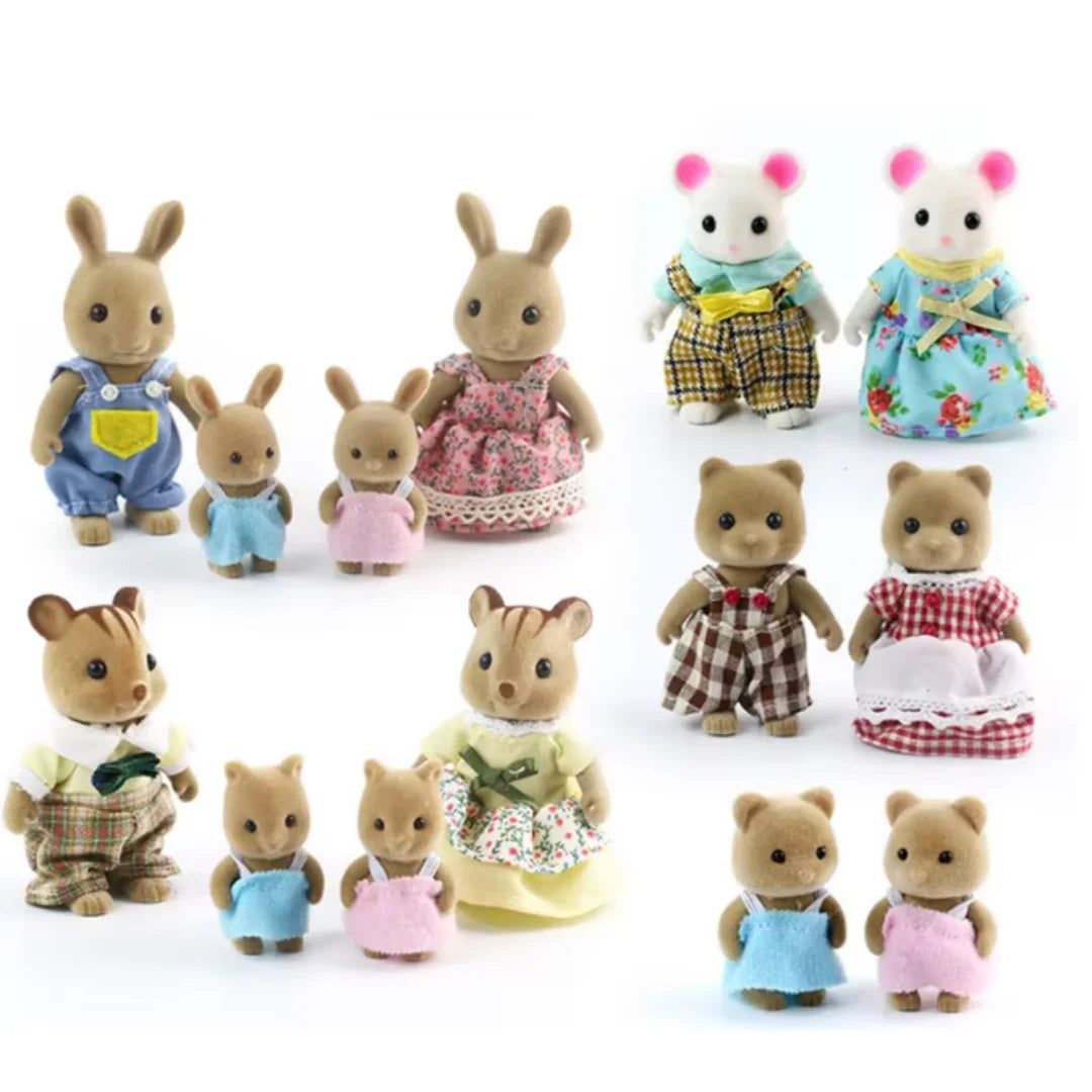 Conjuntos de ropa en miniatura para muñecas animales del bosque
