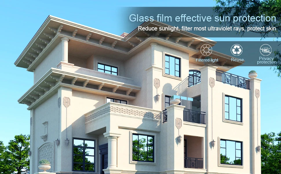 AFDB One Way Window Film, Mirror Effect Tint Glass Covering for Home Office,Reflective Heat Control Anti UV Glass Door Sticker 