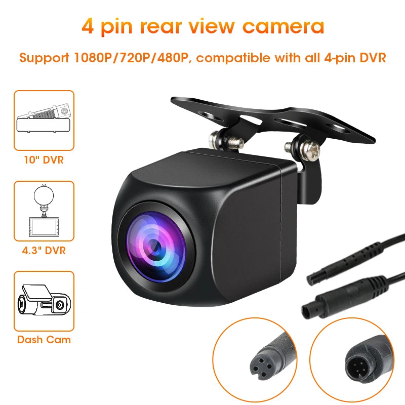 4‑Pin Rear View Backup Camera 1080P Waterproof Night Vision