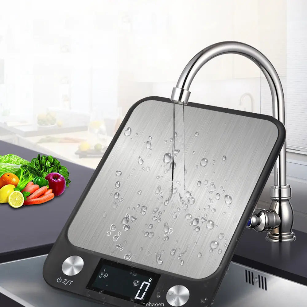 Digital kjøkkenvekt, 15 kg / 1 g, rustfritt stål