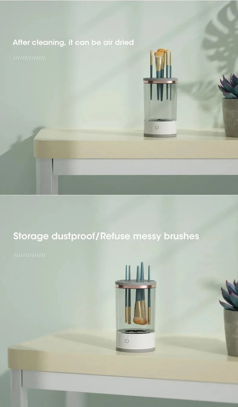 Curățator electric automat pentru pensule de machiaj, adaptor USB, burete de curățare cosmetic, uscare cu covoraș de curățare