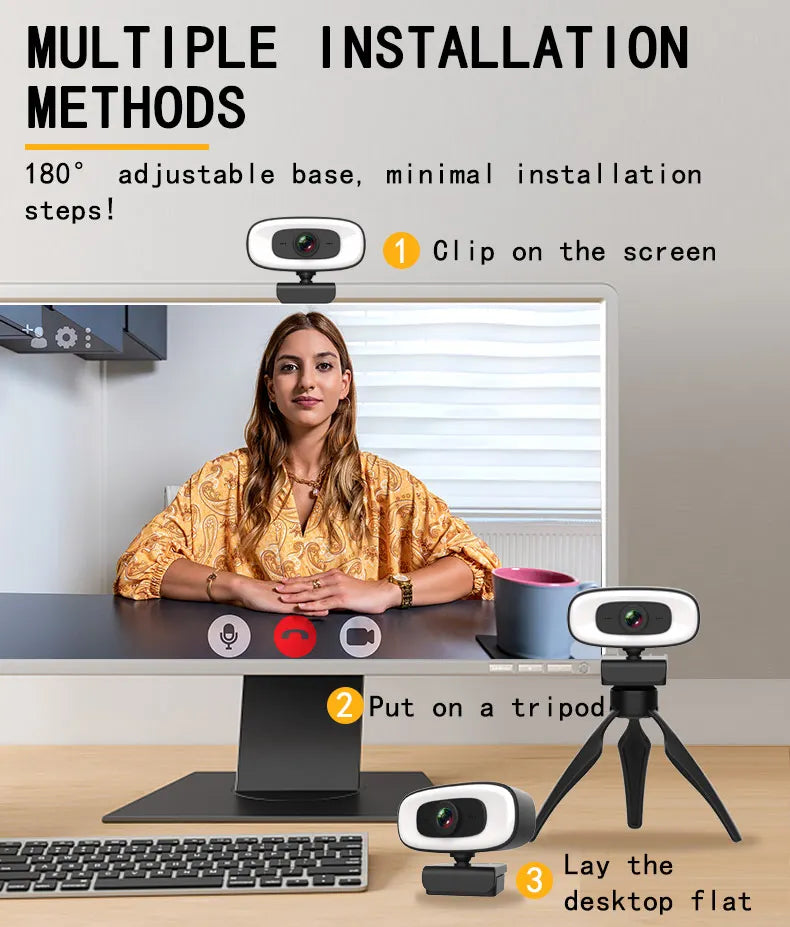 Webcam 4K 1080P Mini Camera 2K Full HD Webcam With Microphone 15-30fps USB Web Cam For Youtube PC Laptop Video Shooting Camera