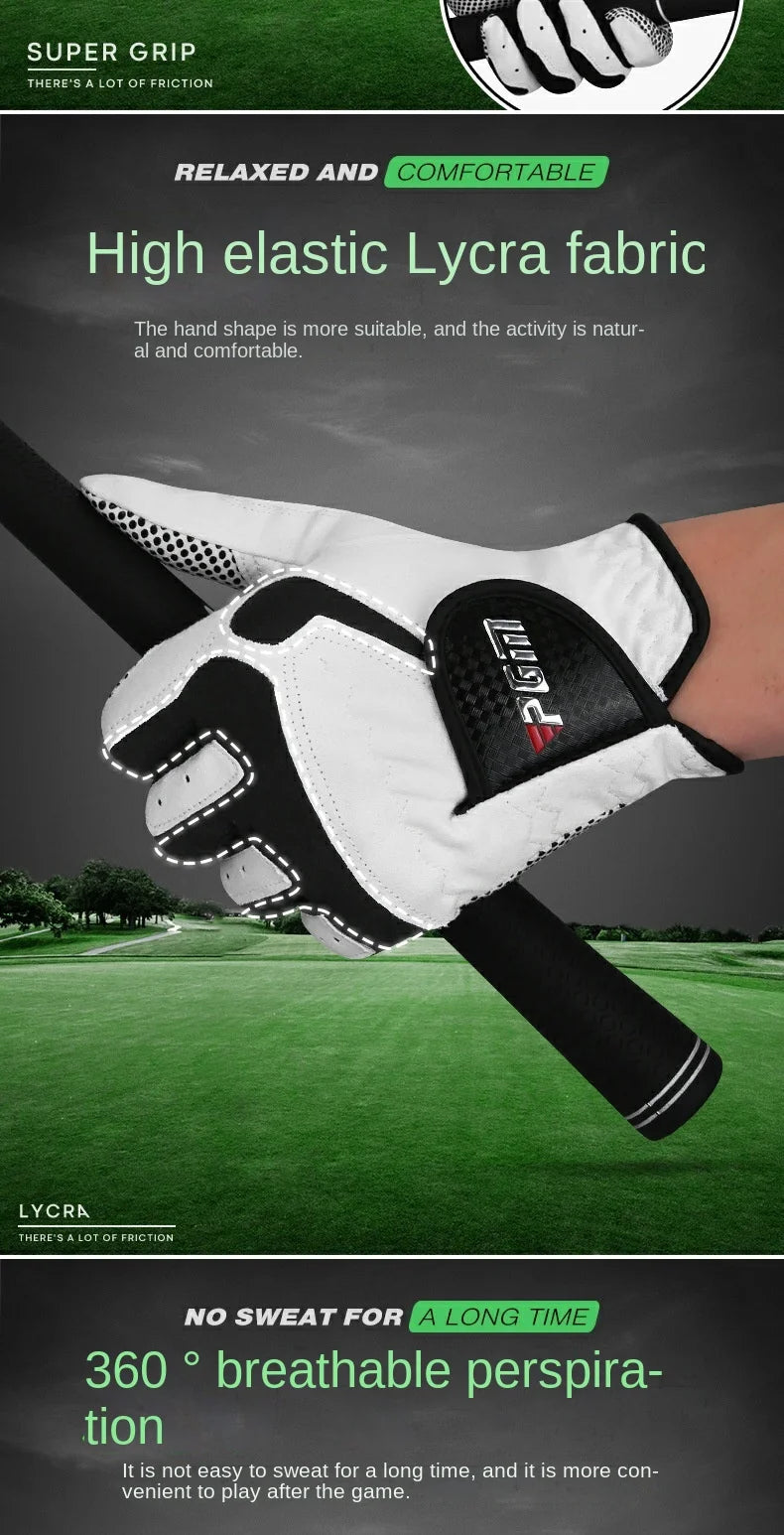PGM Professional Golf Gloves Microfiber Cloth Fabric Breathable Non-Slip Gloves Club Swing Putting Training Gloves 