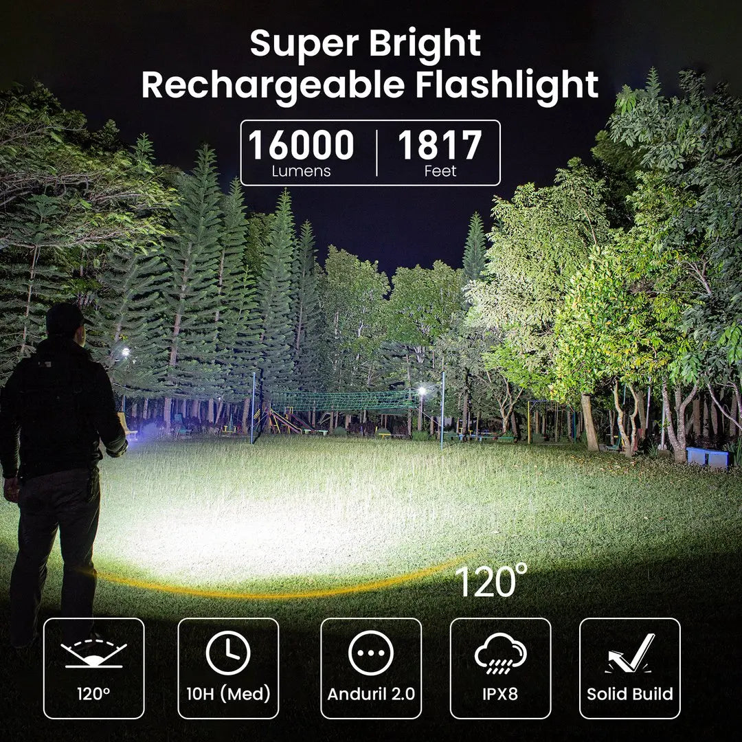 Linterna recargable LED Sofirn Q8 Plus 16000 lúmenes USB-C