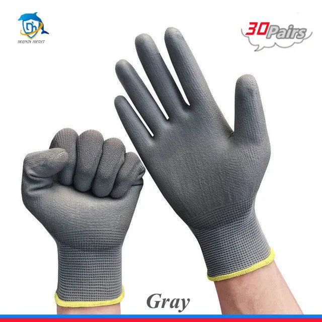 10/20 Pair Logo Free Polyurethane Gloves Safety Work Gloves Repair Gloves Palm Coated Gloves Carpenter Repairman Supplies 