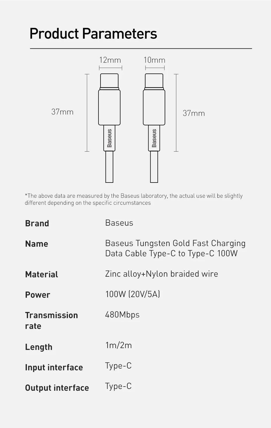 Cable Baseus 100W Tipo C para iPhone 15, Cable de Carga Rápida USB C PD para Macbook, Samsung, Xiaomi, Cable Tipo C USB C