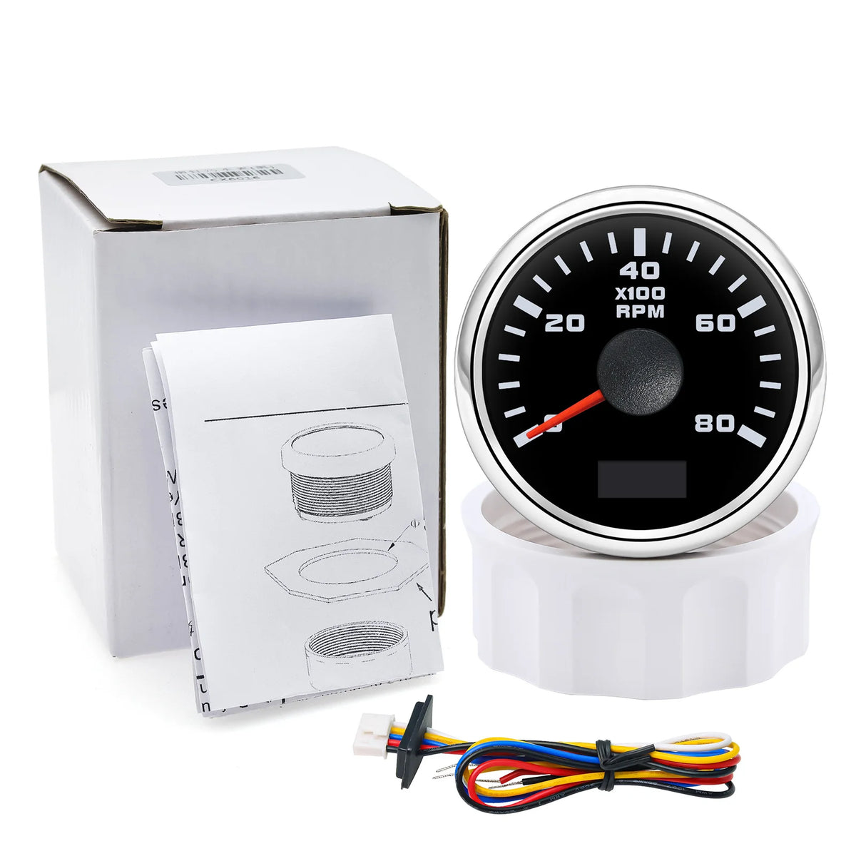 52 mm Tachometer Gauge with 7-Colour Backlight for Car and Boat
