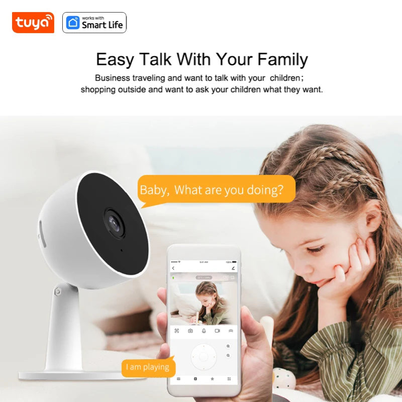 Tuya Smart 1080p Wi-Fi Smart Home Security Camera 2MP, HD,Real-time APP Alerts, 2-Way Audio, with Motion Tracking for Baby & Pet 