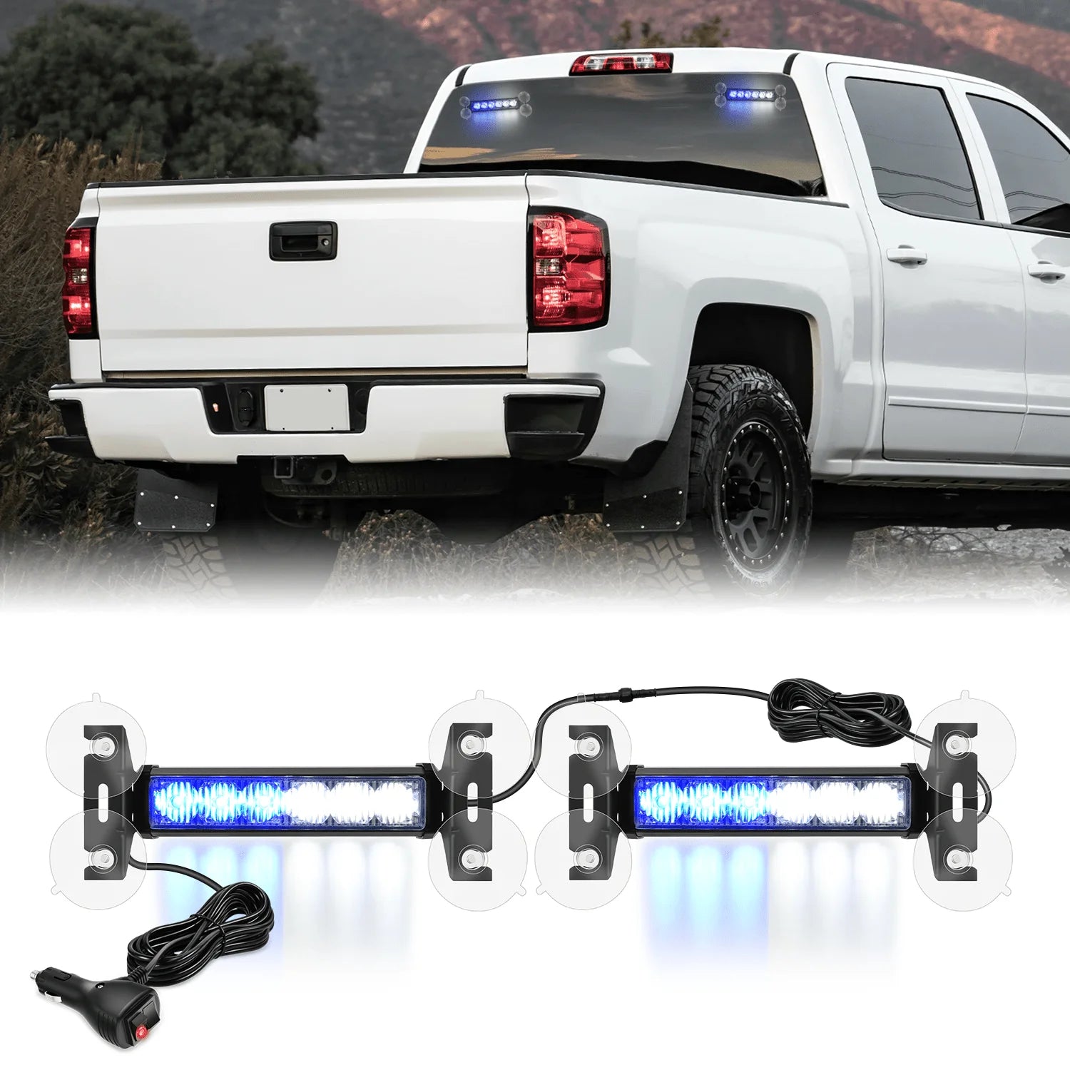 Nilight Automotive Strobe Traffic Advisor Light Bar 2-1 Dash Warning Safety Flashing Light Front/Rear Off-Road Truck Accessories