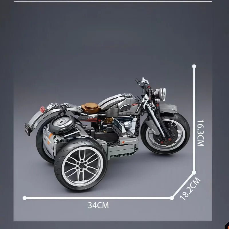 Kit de construcción de motocicleta retro de tres ruedas