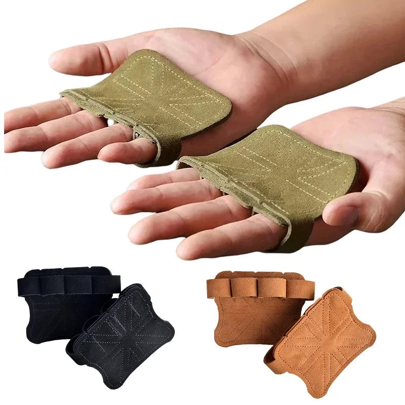 Leather Weight Lifting Training Gloves Palm Protection Women Men Fitness Sports Gymnastics Grips  Pull Ups Weightlifting Workout 