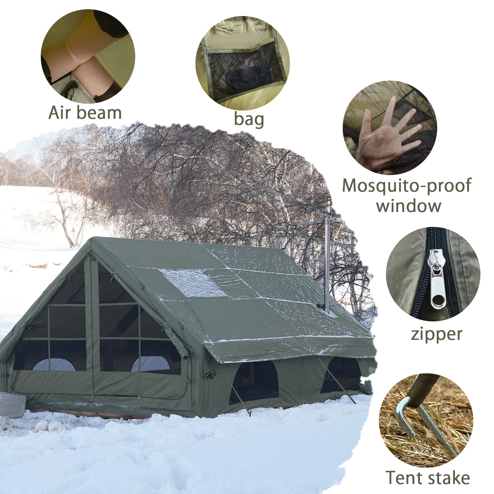 Inflatable Camping Tent for 4-8 Persons with Carry Bag