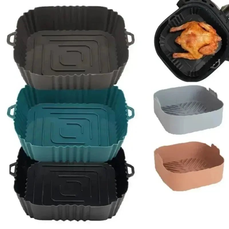 Silicone Air Fryer Basket Liner, Round Square Reusable Pan Liner