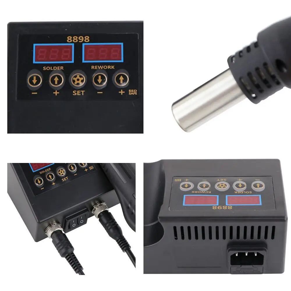 Soldering Station Digital Temperature Adjustable 2 in 1 SMD Solder Iron Hot Air Heat Gun Welding Rework For PCB IC Repair Tools 