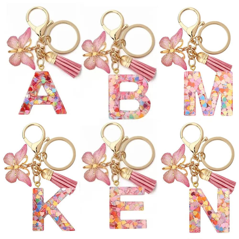 Fashion DIY Κεφαλίδες A-Z Letters keychain Μεταλλικός Φαρέτρα Pendant Key Chain Γυναίκες Κλειδί Αυτοκινήτου Αλυσίδα Απλό Γράμμα Όνομα Κλειδί Δώρο Κοσμήματα
